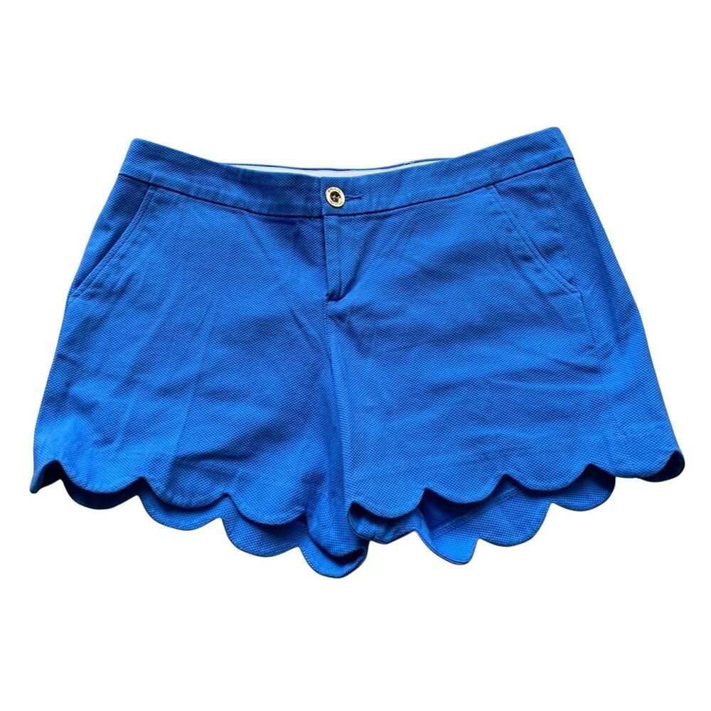 Lilly Pulitzer Buttercup Scallop Cobalt Blue textured Shorts sz 10